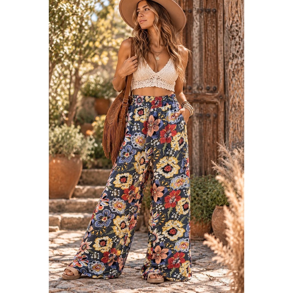 O'Neil Floral Wide-Leg Palazzo Pants – Size M